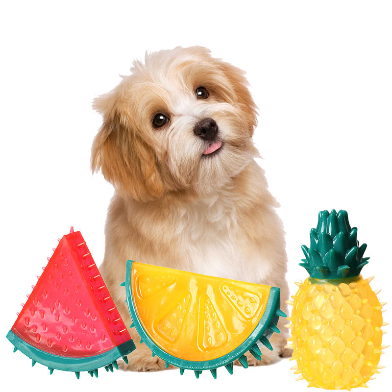 Pet  toy Fruit Sound Pineapple and Lemon Chew Toy